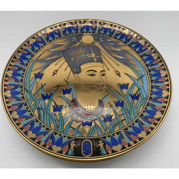 Vintage Gloria Fine Porcelain Bayreuth Dull Gold 24Kt Konig Tutenchamum Plates 3 - Picture 9 of 9